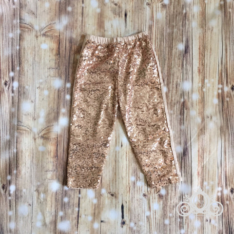 Girls Champagne Gold Sequin Pant