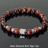 Men's Women Red Tiger Eye Tibetan Silver Bracelet with Buddha Bead OM Spacers DiyNotion Handmade T316