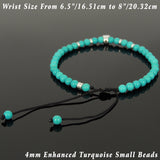 Men's Women Enhanced Blue Turquoise Adjustable Braided Bracelet 925 Sterling Silver Skull & Spacers DiyNotion BR1072