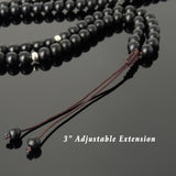 Men's Women Matte Black Onyx Handmade Obsidian Buddha Pendant Necklace with 925 Sterling Silver Beads DiyNotion NK176