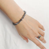 Men's Women Black Rutilated Quartz Adjustable Braided Bracelet 925 Sterling Silver Cross Bead DiyNotion BR1074