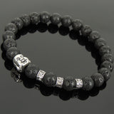 Men's Women Lava Rock Tibetan Silver Bracelet with Smiling Buddha Bead OM Spacers DiyNotion Handmade T322