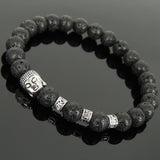 Men's Women Lava Rock Tibetan Silver Bracelet with Sakyamuni Buddha Bead OM Spacers DiyNotion Handmade T323
