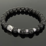 Men's Women Lava Rock Tibetan Silver Bracelet with Sakyamuni Buddha Bead OM Spacers DiyNotion Handmade T323