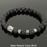 Men's Women Lava Rock Tibetan Silver Bracelet with Sakyamuni Buddha Bead OM Spacers DiyNotion Handmade T323