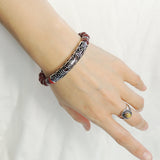 Men's Women Red Jasper Stone 925 Sterling Silver Bracelet Lotus Charm Spacers DiyNotion Handmade BR1077