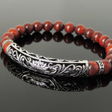 Men's Women Red Jasper Stone 925 Sterling Silver Bracelet Lotus Charm Spacers DiyNotion Handmade BR1077