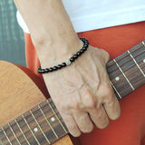 Men's Women Matte Black Onyx Gold Pyrite Adjustable Braided Bracelet DiyNotion Handmade BR1079