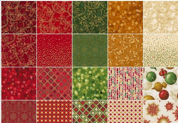 SALE Winter's Grandeur 4 - Holiday Colorstory Metallic Ten Squares/Layer Cake by Studio RK for Robert Kaufman-42, 10" Precut Fabrics