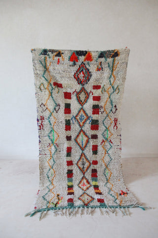 AZILAL. Vintage Moroccan Rug. Wool Boucherouite Carpet. Modern Design.