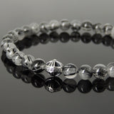Men's Women Gemstone Black Rutilated Quartz Bracelet 925 Sterling Silver Cross Bead DiyNotion BR1037