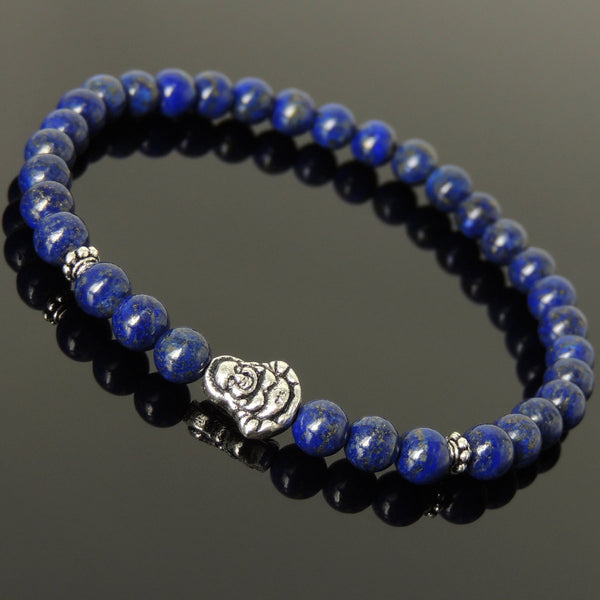 Men's Women Lapis Sterling Silver Bracelet 925 Cross Bead Gemstone DiyNotion Handmade BR1039