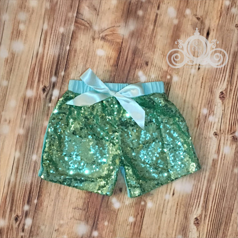 Mermaid Green Sequin Short Pant