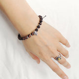 Men's Women Red Tiger Eye Adjustable Braided Bracelet 925 Sterling Silver Skull & Spacers DiyNotion BR1081