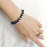 Men's Women Lapis Lazuli Bracelet 925 Stamp Sterling Silver Cross Bead DiyNotion Handmade BR302