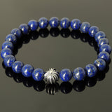 Men's Women Lapis Lazuli Bracelet 925 Stamp Sterling Silver Cross Bead DiyNotion Handmade BR302