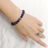 Men's Women Lapis Lazuli Bracelet 925 Sterling Silver Cross Bead DiyNotion Handmade BR303