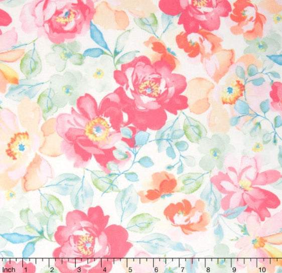 Sweet Baby Rose - Rose Multi Yardage by Dover Hill for Benartex - Sold by Half Yard and 1 Yard