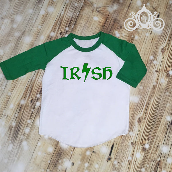 IRISH Rock n Roll Hipster Kids Custom Unisex Raglan Personalized Shirt Boy Baby Toddler Shirt