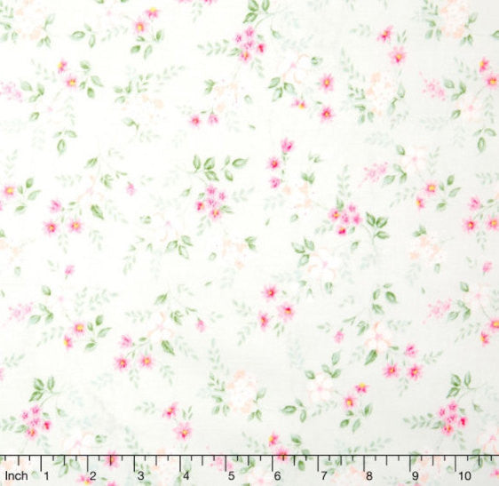 Sweet Baby Rose - Soft Meadow Mint Yardage by Dover Hill for Benartex - Sold by Half Yard