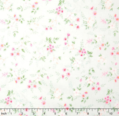 Sweet Baby Rose - Soft Meadow Mint Yardage by Dover Hill for Benartex - Sold by Half Yard