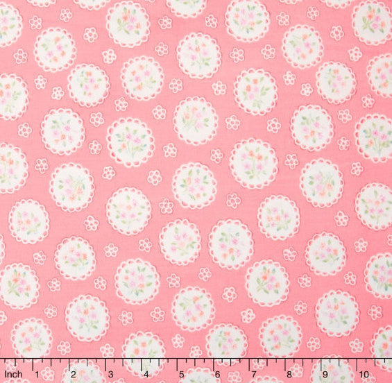 Sweet Baby Rose - Rose Doily Pink Yardage by Dover Hill for Benartex