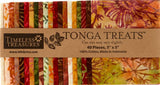 Tonga Treats Batiks - Autumn Charm Pack by Timeless Treasures - 42, 5 inch Precut Fabric Squares. Includes Free Pattern