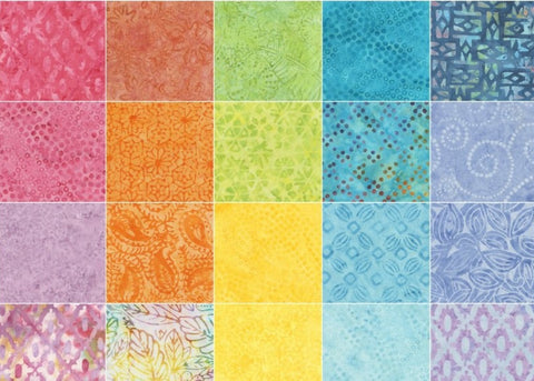 Tonga Treats Batiks - Candy Shop Charm Pack by Timeless Treasures - 40, 5 inch Precut Fabric Squares. Includes Free pattern
