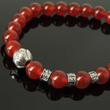 Men's Women Red Agate Tibetan Silver Bracelet with Lotus Bead OM Spacers DiyNotion Handmade T329