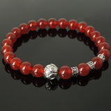 Men's Women Red Agate Tibetan Silver Bracelet with Lotus Bead OM Spacers DiyNotion Handmade T329