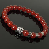 Men's Women Red Agate Tibetan Silver Bracelet with Smiling Buddha Bead OM Spacers DiyNotion Handmade T330