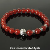 Men's Women Red Agate Tibetan Silver Bracelet with Lotus Bead OM Spacers DiyNotion Handmade T329