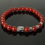 Men's Women Red Agate Tibetan Silver Bracelet with Sakyamuni Buddha Bead OM Spacers DiyNotion Handmade T331