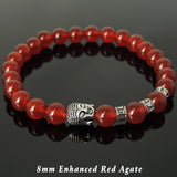 Men's Women Red Agate Tibetan Silver Bracelet with Sakyamuni Buddha Bead OM Spacers DiyNotion Handmade T331