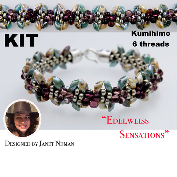 Kumihimo kit incl pattern tutorial 6 threads  Edelweiss Sensations bracelet Kumihimo Style