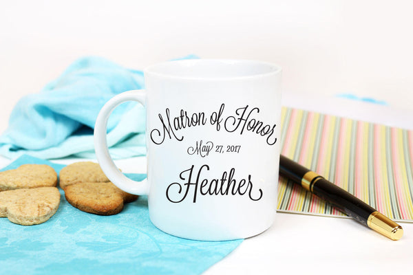 Matron Of Honor Mug, Personalized Matron of Honor Gift, Wedding Party Gift Idea, Gift for Maid of Honor, Bridal Party Gift, Coffee Mug
