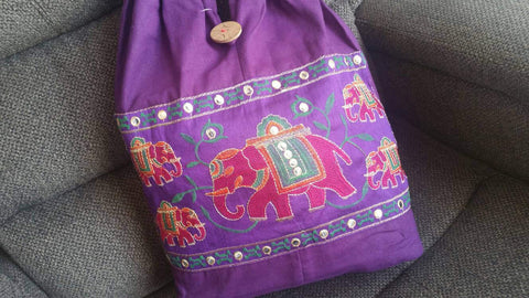 Purple elephant print Bohemian Bag,christmas gift, Ethnic Bag, Boho Shoulder Bag, Tote Bag, Embroidered Bags, Boho Bags, Hippie bag