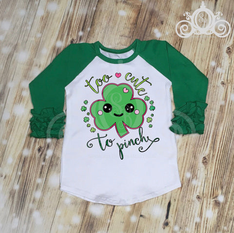 Girls  Too Cute to Pinch St Patty&#39;s Day Shirt