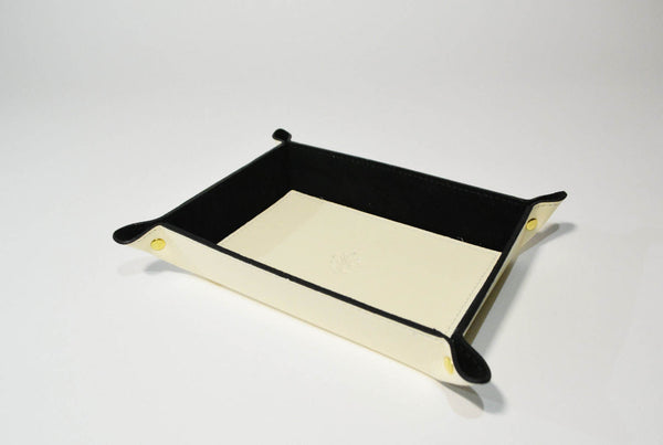 Valet Tray Leather Ivory Leather Tray Leather Catch All Dresser Tray Desk Organiser Desk Tidy Change Tray Svuota Tasche in Pelle