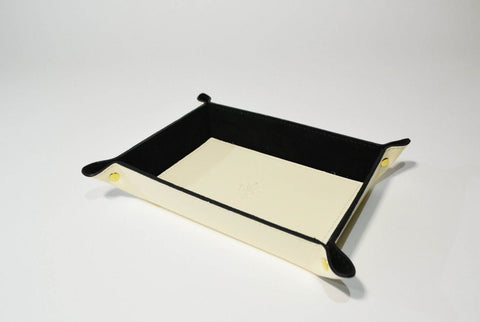 Valet Tray Leather Ivory Leather Tray Leather Catch All Dresser Tray Desk Organiser Desk Tidy Change Tray Svuota Tasche in Pelle