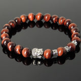 Men's Women Red Tiger Eye Tibetan Silver Bracelet with Buddha Bead OM Spacers DiyNotion Handmade T336