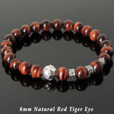 Men's Women Red Tiger Eye Tibetan Silver Bracelet with Lotus Bead OM Spacers DiyNotion Handmade T337