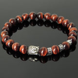 Men's Women Red Tiger Eye Tibetan Silver Bracelet with Sakyamuni Buddha Bead OM Spacers DiyNotion Handmade T339