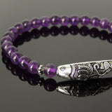 Women's Amethyst Bracelet with 925 Sterling Silver Lotus Fish Spacers DiyNotion Handmade BR073