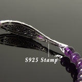 Women's Amethyst Bracelet with 925 Sterling Silver Lotus Fish Spacers DiyNotion Handmade BR073