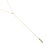 14k Gold Dipped Lariat Y Necklace, Gold Necklace, Minimalist Jewelry, Minimal Bar Lariat Necklace, CZ Layering Necklace