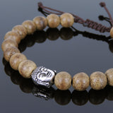 Men's Women Agarwood Adjustable Braided Bracelet 925 Sterling Silver Buddha Head BeadDiyNotion BR868