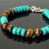 Men's Women Tiger Eye Turquoise Sterling Silver Bracelet 925 Clasp DiyNotion Handmade BR113