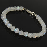 Men's Women Strong Flash Moonstone Bracelet with 925 Sterling Silver Clasp DiyNotion Handmade BR1040