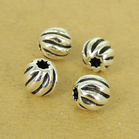 4 Pcs Sterling Silver Round Beads Vintage DIY Jewelry Making WSP511X4 Wholesale: See Discount Coupons in Item Details
